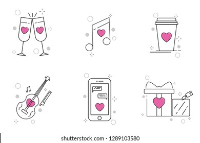 Wedding Icons Set with Outline Style