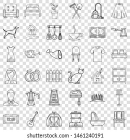 Wedding icons set. Outline style of 36 wedding vector icons for web for any design