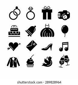Wedding icons set. Outline style. Elements for print, mobile and web applications.