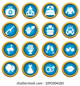 Wedding icons set. Simple illustration of 16 wedding vector icons for web