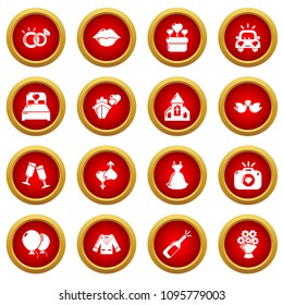 Wedding icons set. Simple illustration of 16 wedding vector icons for web