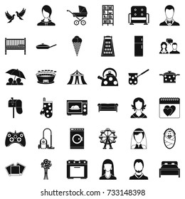 Wedding icons set. Simple style of 36 wedding vector icons for web isolated on white background
