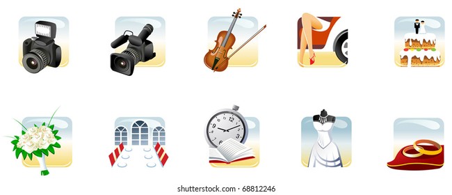 wedding icons set in vector

