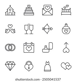 Wedding  icons set vector illustration