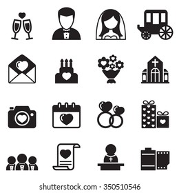 Wedding icons set Vector illustration