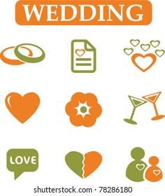 wedding icons, signs, vector illustrations