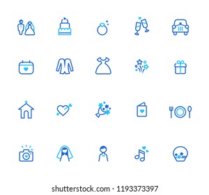 Wedding icons, simple line set