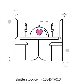 Wedding Icons Table Love with Outline Filled Style