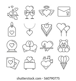 wedding icons thin line style on white background