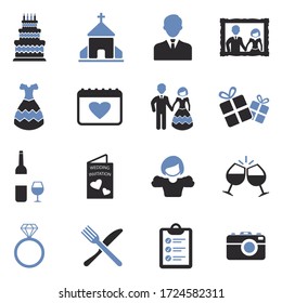 Iconos de boda. Diseño Plano De Dos Tonos. Ilustración vectorial.