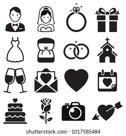 Wedding icons. Vector Illustrations.