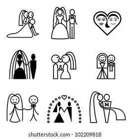 wedding icons vector set