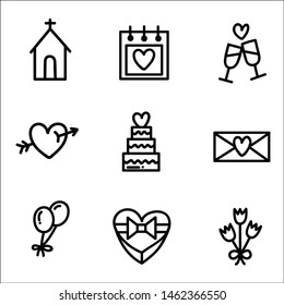 Wedding icons with White Background. Vector illustration.