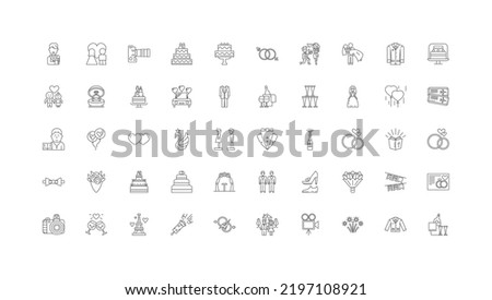 Wedding ideas, linear icons, line signs set, vector collection