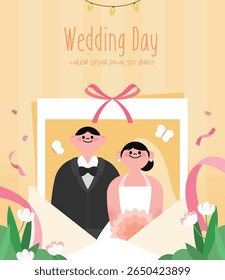 ilustração do casamento da noiva e do noivo