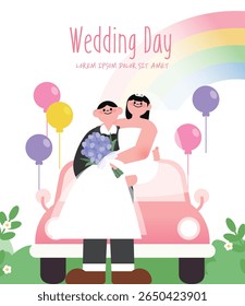 ilustração do casamento da noiva e do noivo