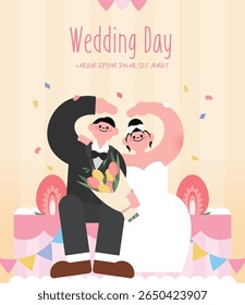 ilustração do casamento da noiva e do noivo
