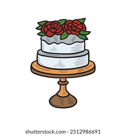 Wedding Illustration Colored - Cake