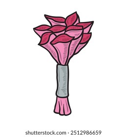 Wedding Illustration Colored - Flower Bucket