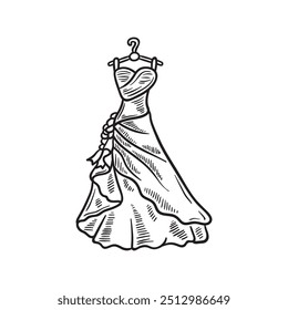 Wedding Illustration Colorless - Gown