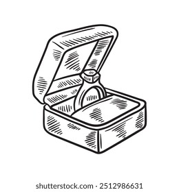 Wedding Illustration Colorless - Rings Box