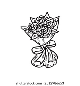 Wedding Illustration Colorless - Rose