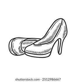 Wedding Illustration Colorless - Shoes 1