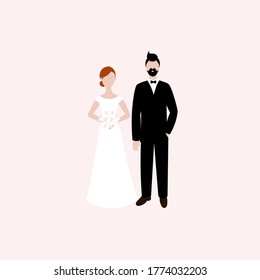 wedding illustration of groom and bride