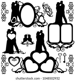 wedding illustration with a pair and a frame