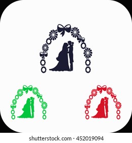Wedding Illustration set. Blue, green, red icon.