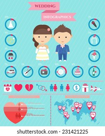 Wedding infographics with graphic elements. Vector