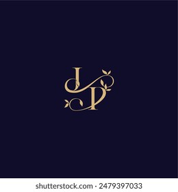 wedding initial beauty leaf monogram logo letter organic and elegant concept JP