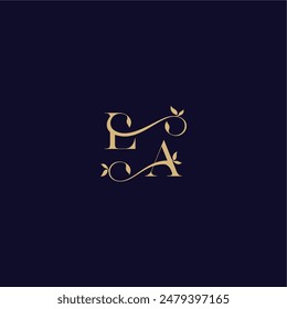wedding initial beauty leaf monogram logo letter organic and elegant concept LA