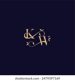 wedding initial beauty leaf monogram logo letter organic and elegant concept KW