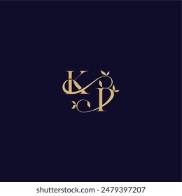 wedding initial beauty leaf monogram logo letter organic and elegant concept KP