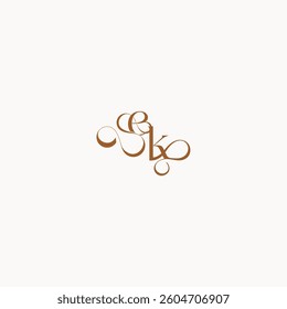 wedding initial concept caligraphic style monogram letter luxury minimalist logo design KE
