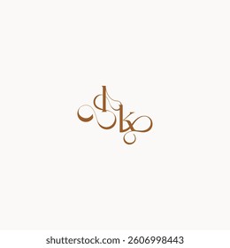 wedding initial concept caligraphic style monogram letter luxury minimalist logo design KL