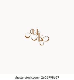 wedding initial concept caligraphic style monogram letter luxury minimalist logo design KU