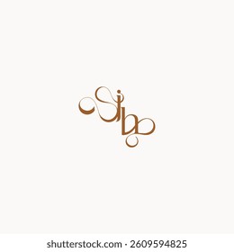 wedding initial concept caligraphic style monogram letter luxury minimalist logo design HJ