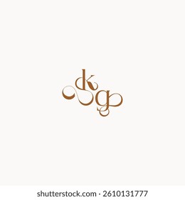 wedding initial concept caligraphic style monogram letter luxury minimalist logo design GK