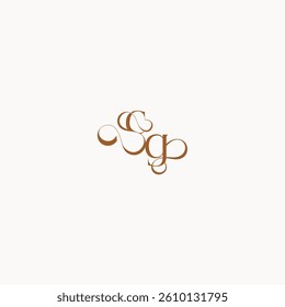 wedding initial concept caligraphic style monogram letter luxury minimalist logo design GC