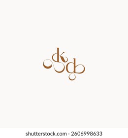 wedding initial concept DK luxury minimalist logo design caligraphic style monogram letter