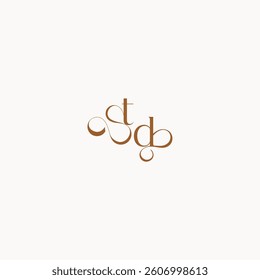 wedding initial concept DT luxury minimalist logo design caligraphic style monogram letter