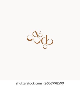 wedding initial concept DV luxury minimalist logo design caligraphic style monogram letter