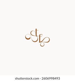 wedding initial concept FT luxury minimalist logo design caligraphic style monogram letter