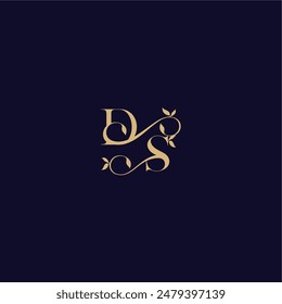 wedding initial DS organic and elegant concept beauty leaf monogram logo letter