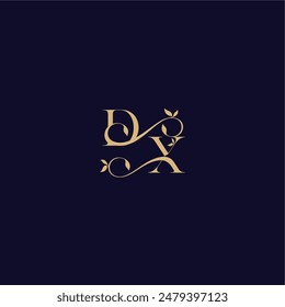 wedding initial DX organic and elegant concept beauty leaf monogram logo letter
