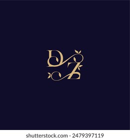wedding initial DZ organic and elegant concept beauty leaf monogram logo letter