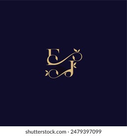 Boda inicial EJ concepto orgánico y elegante hoja de belleza monograma logo letra