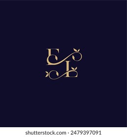 wedding initial EL organic and elegant concept beauty leaf monogram logo letter